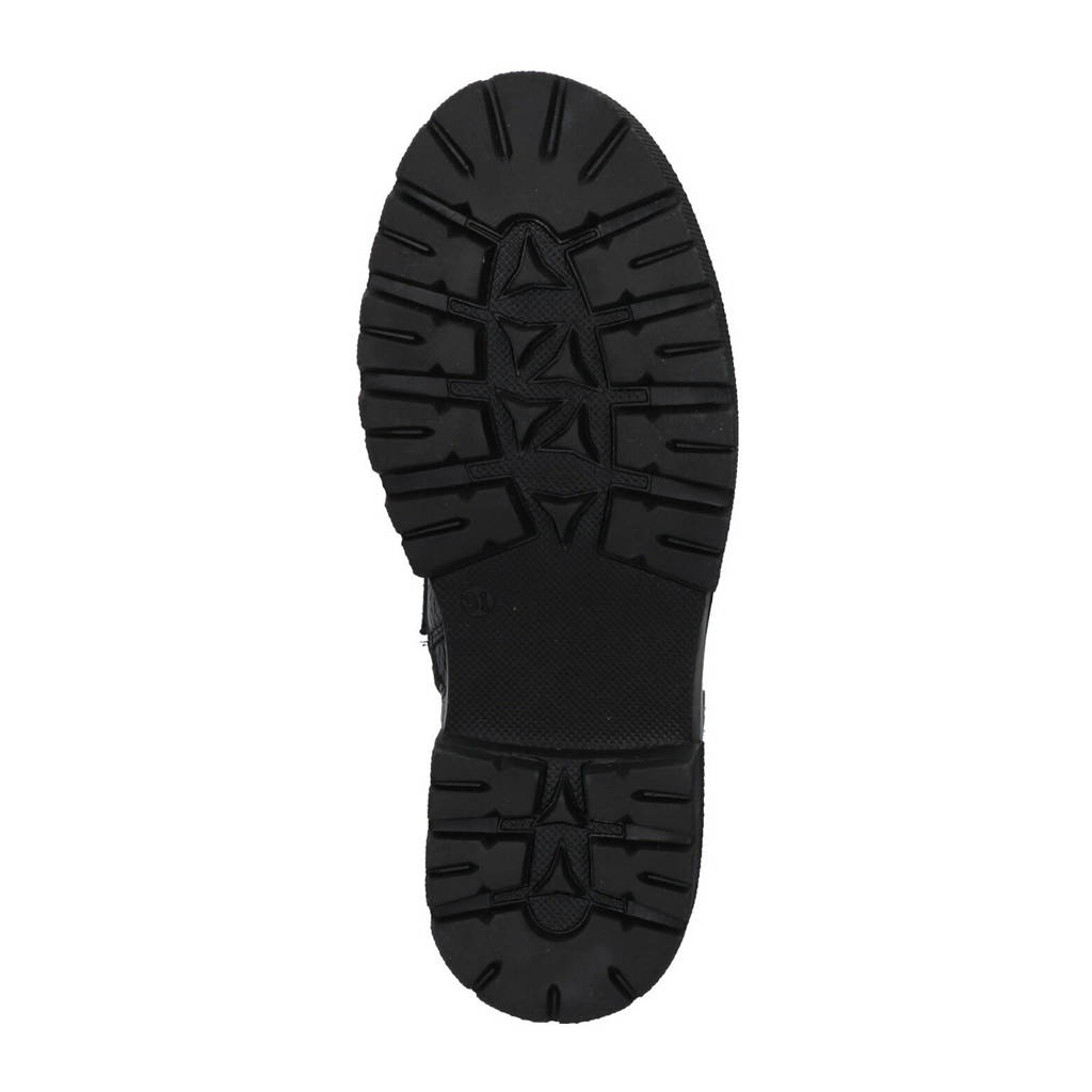 Braqeez leren bikerboots zwart