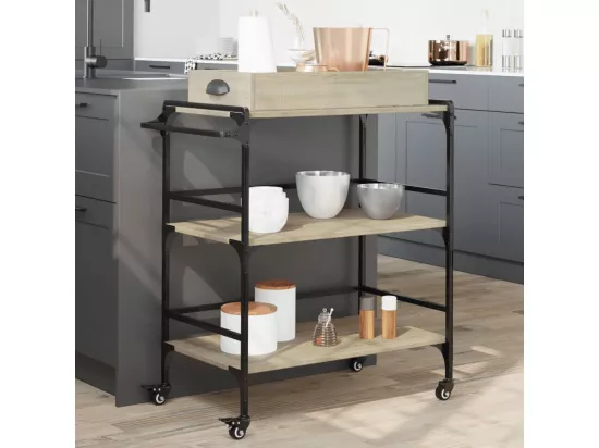Chariot de cuisine chêne sonoma 81,5x41x92,5 cm bois ingénierie