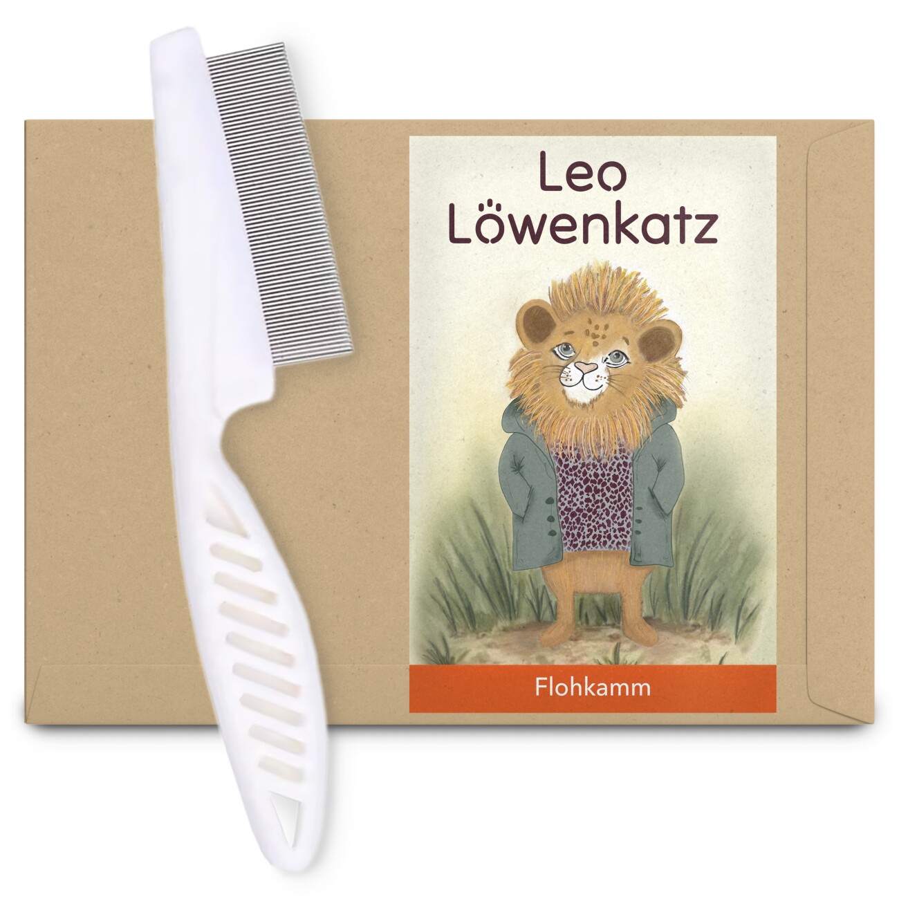 LEO LÖWENKATZ Flohkamm für die Fellpflege von Katzen. Leichte Entfernung der Katzenhaare aus dem Kamm. Kamm für Katzen