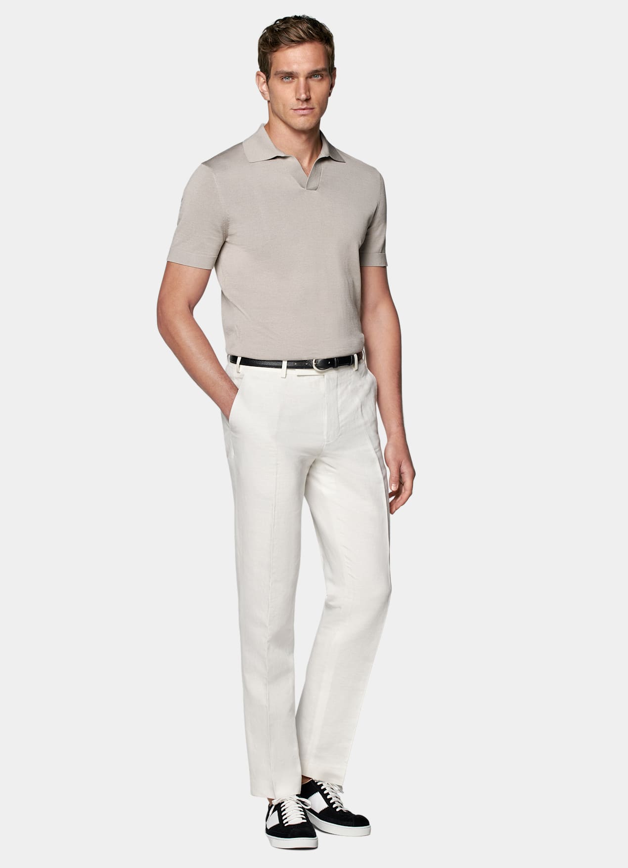Polo sans boutons taupe clair