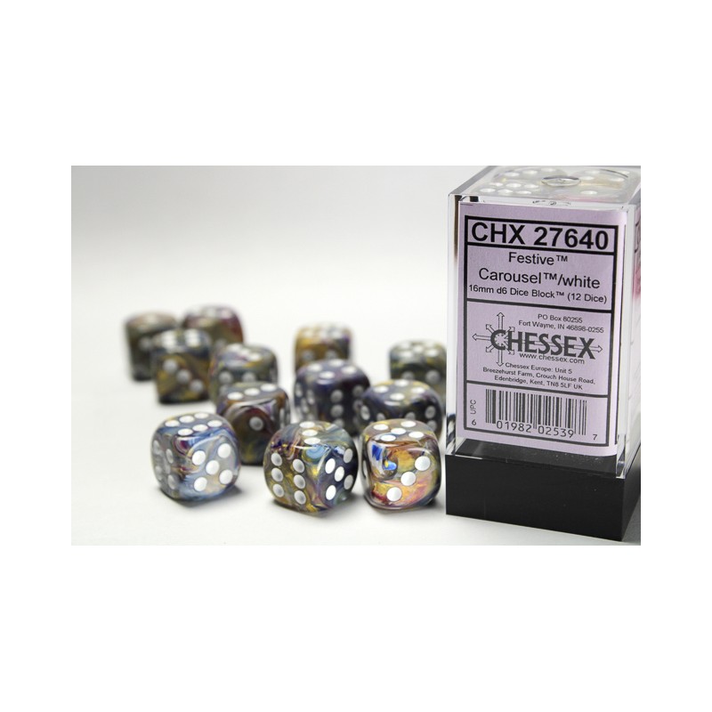 Pack de 12 dés 6 * festive * CARROUSEL