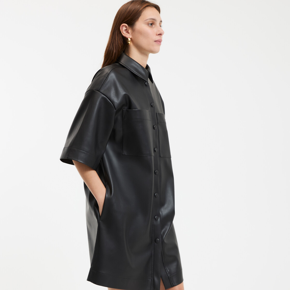 COLEÇÕES LA REDOUTE<br>Vestido curto folgado em couro sintético, modelo Signature SARA