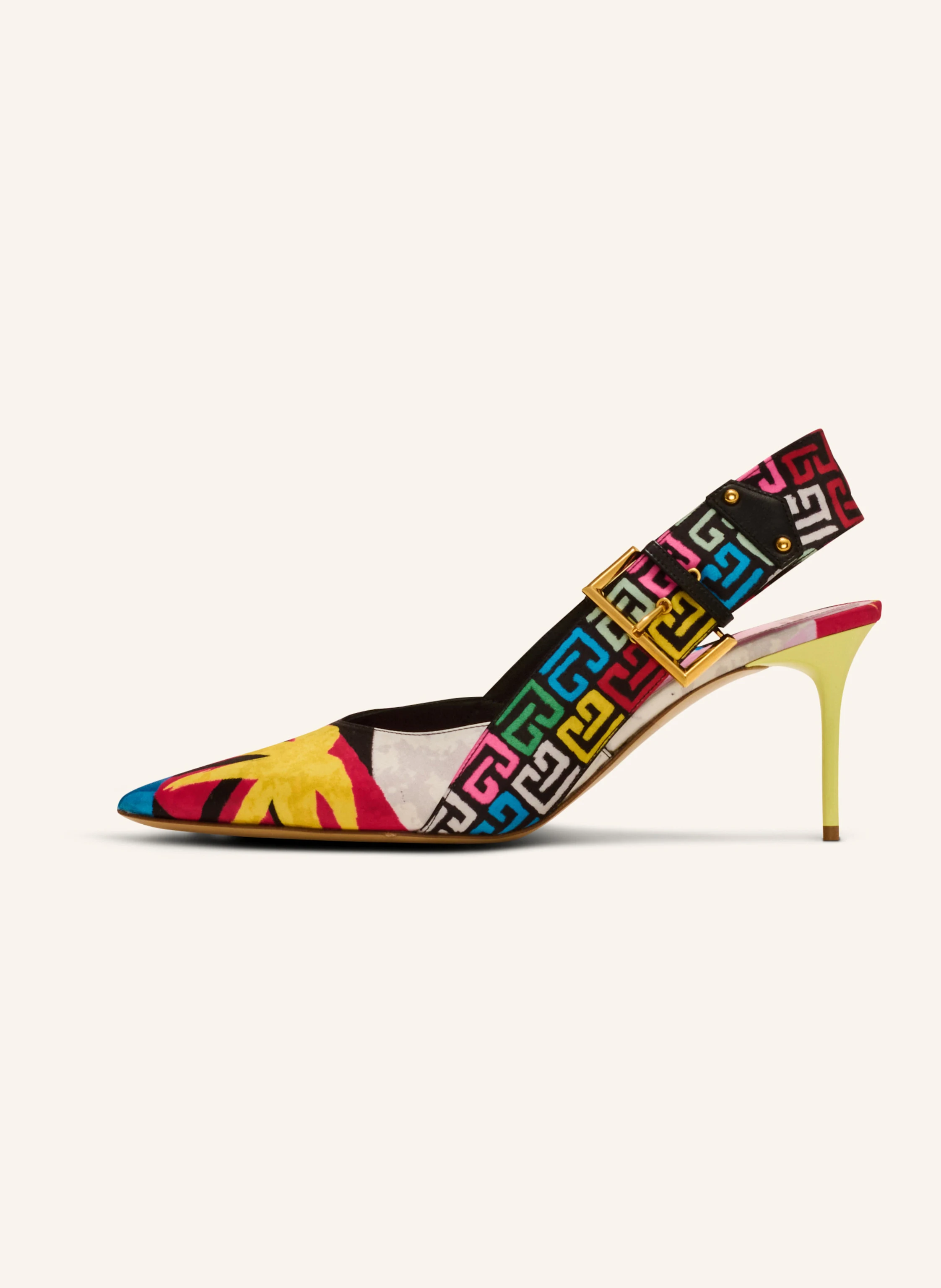 BALMAIN Slingbacks Ruby mit Absatz aus bedrucktem Satin