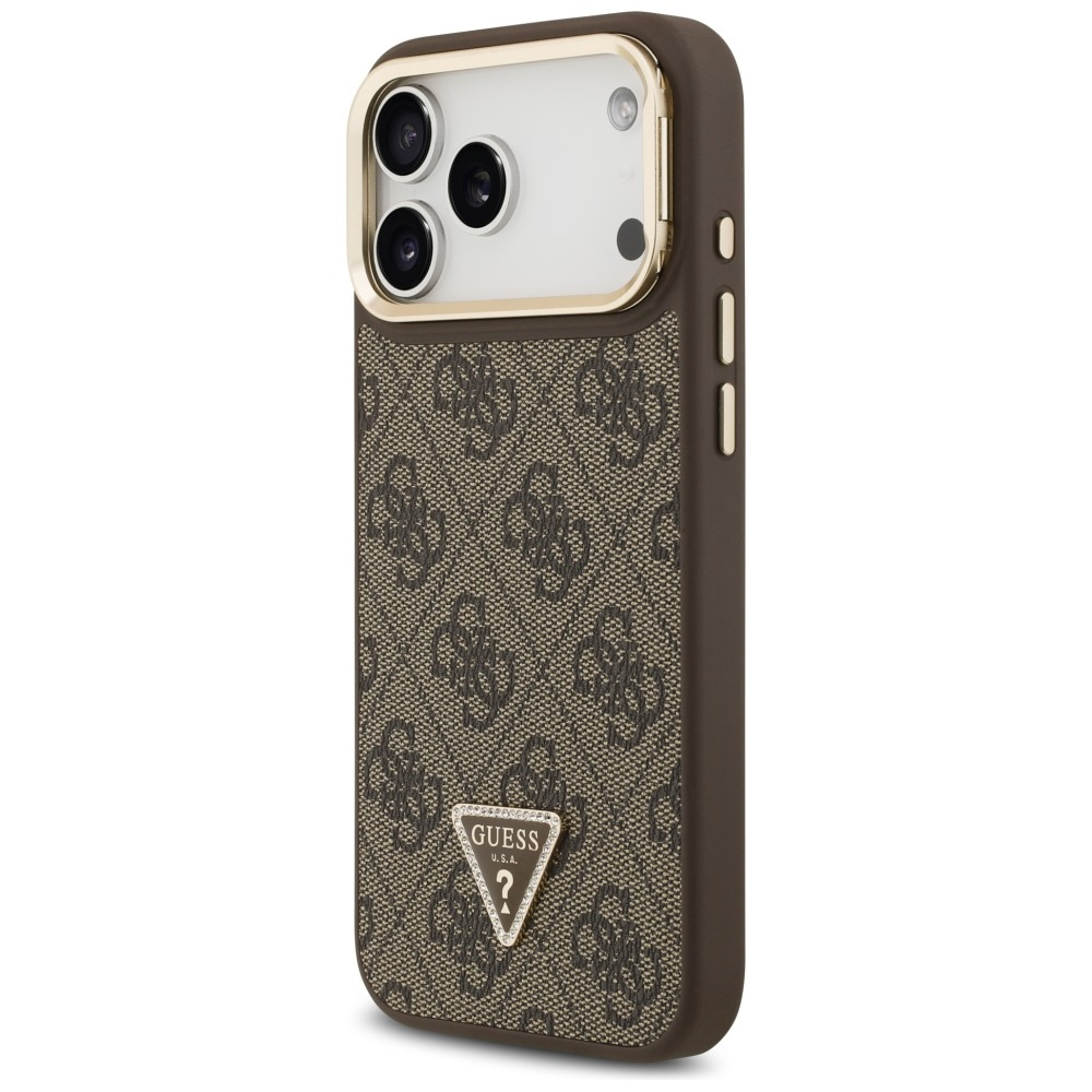 iPhone 17 Pro Max MagSafe Leder Hardcase Hülle 4G Triangle Logo & Stand Camera (GUHMP17XPCS4GPTW) - Braun