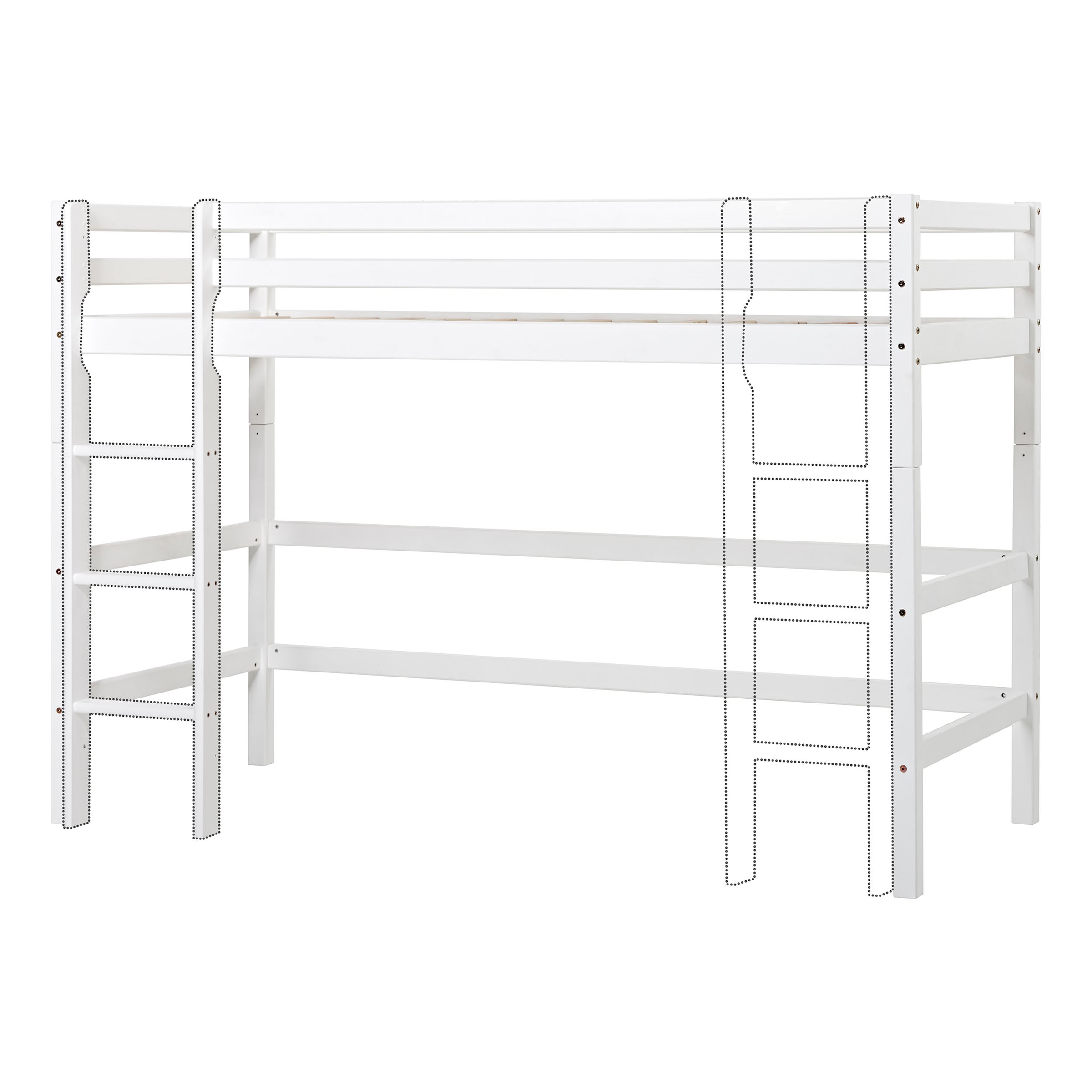 Hoppekids Hochbett »Winter Wonderland» 90x200cm mit Vorhang & Matratze« Set,  FSC® zert Massivholz, 10 Jahre Garantie auf Fertigungsfehler