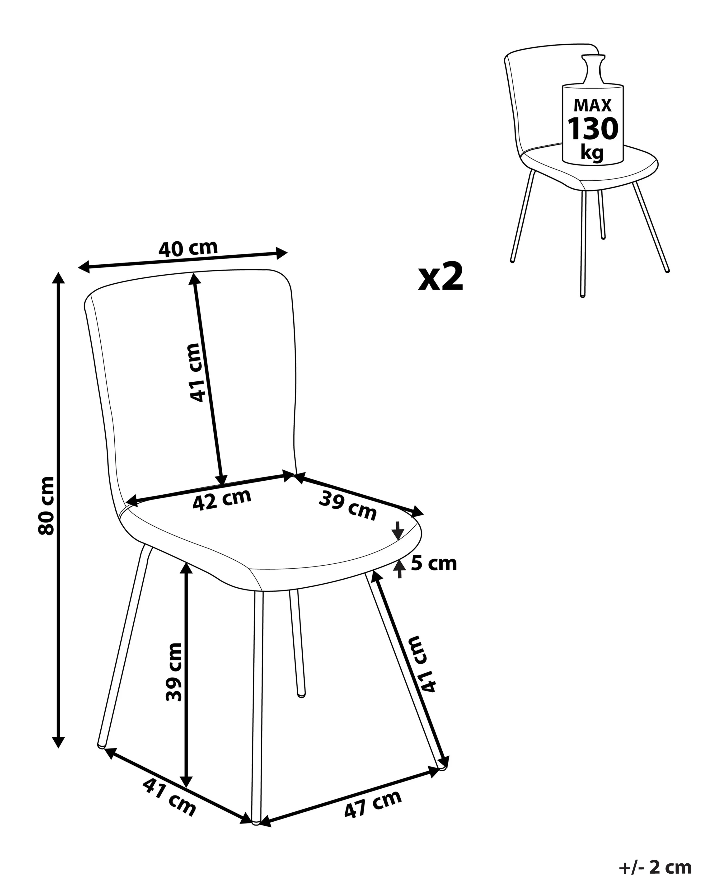 Set van 2 eetkamerstoelen RUBIO Fluweel Grijs
