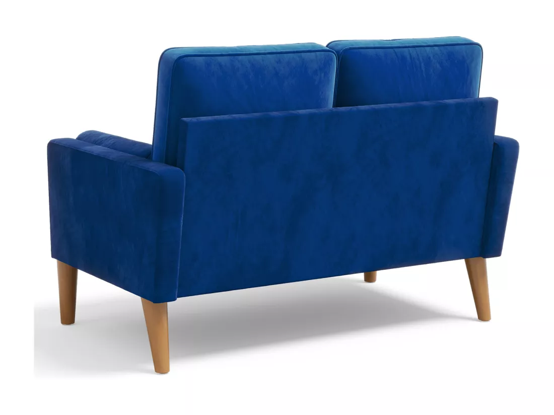 Canapé à 2 Places Scandinave,Mini Canapé à Bras Roulés en Velours Loveseat,Fauteuil Salon avec Accoudoirs,121x77x87cm - Bleu