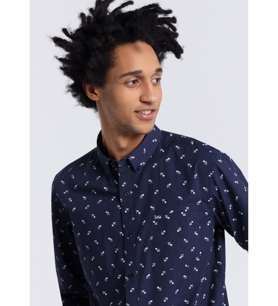 Camisa Lois Navy de manga comprida