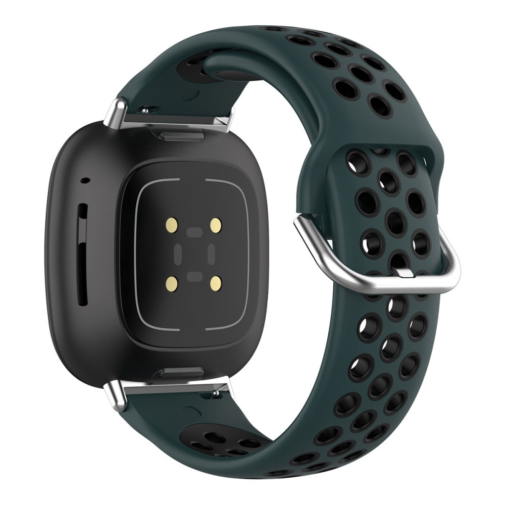 Fitbit Versa 4 / Sense 2 Ersatz Silikon Armband Dual Color (Gelenkumfang 190 - 230mm) - Dunkelgrün / Schwarz