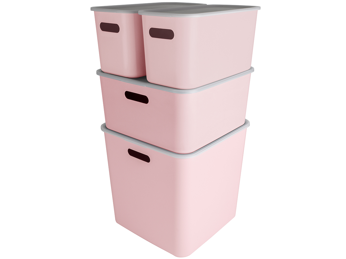Sunware sigma home set van 4 cube boxen met deksel - pink