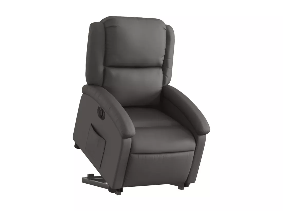 Fauteuil inclinable électrique gris cuir véritable