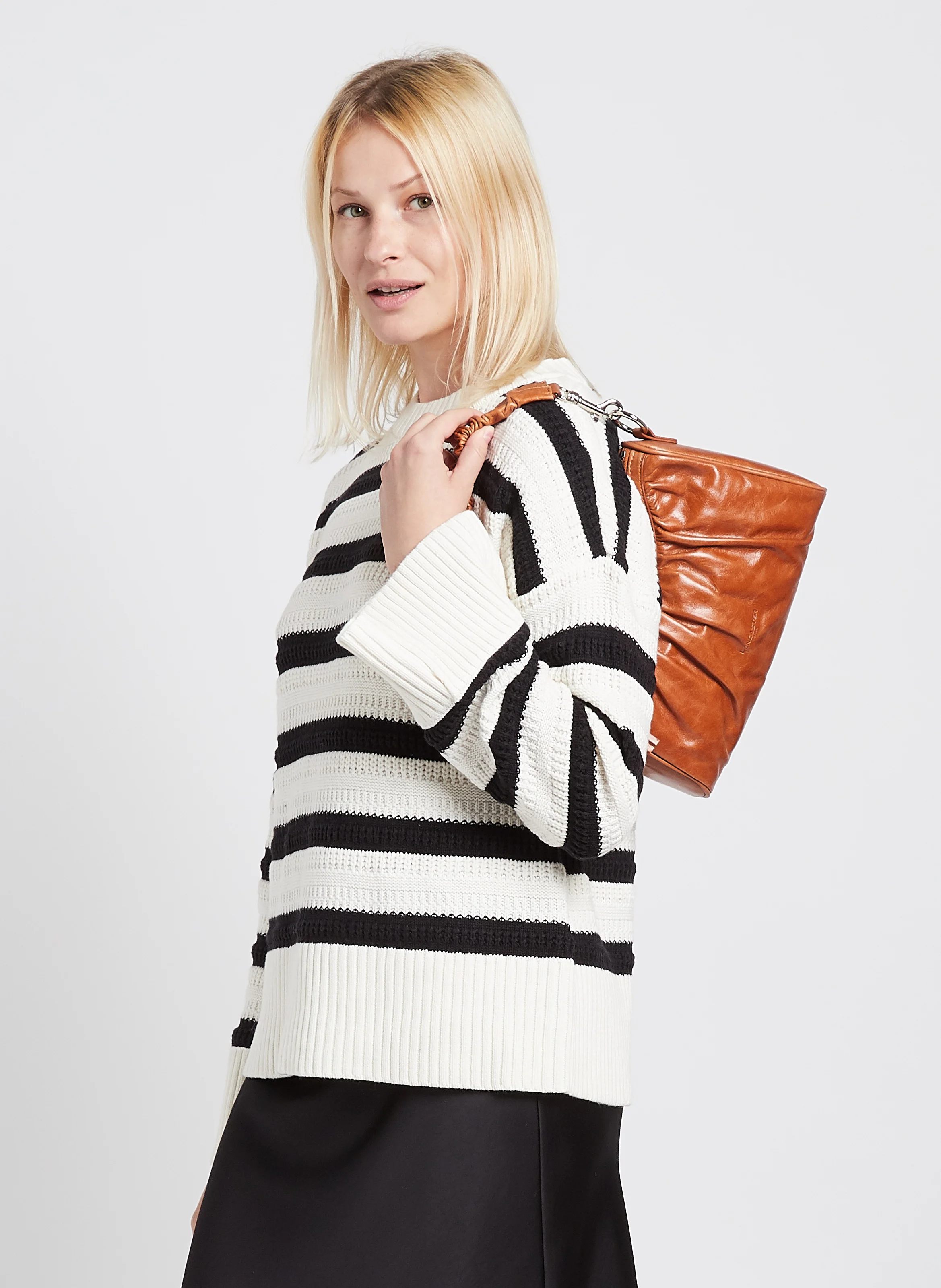 RETRO & GLAM - Sac baguette en cuir vieilli | Marron