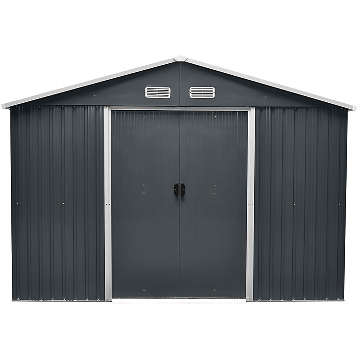 Abri de jardin GoodHome Basic en métal coloris gris ép.0,3 mm surface extérieure 11,82 m²