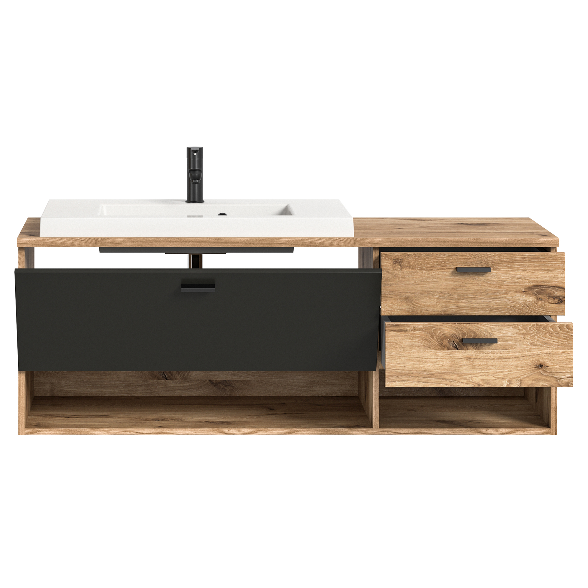 Waschbeckenunterschrank GRADO - Nox Oak-grau - 140 cm