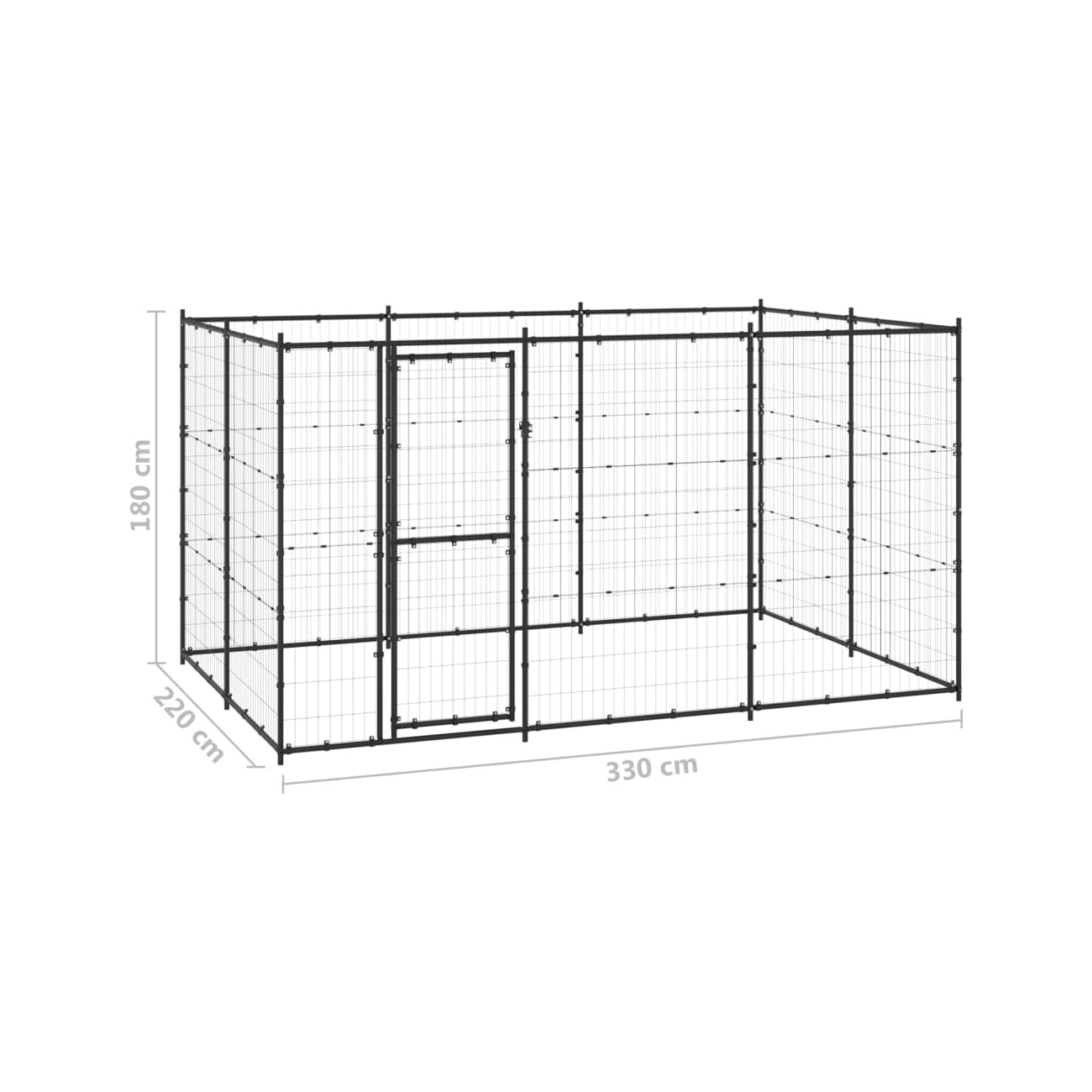 VidaXL Outdoor Hundezwinger aus verzinktem Stahl 3,3 m, 2,2 m, 1,8 m
