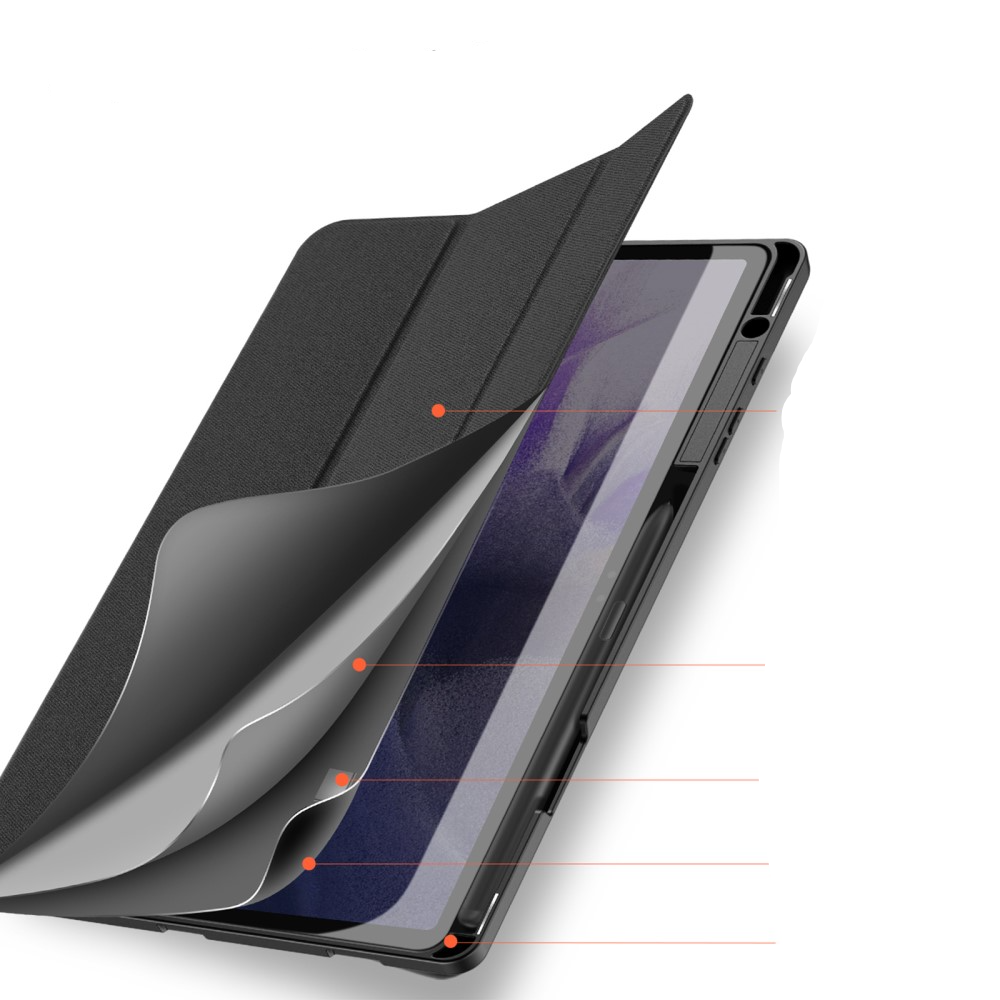 Samsung Galaxy Tab S9  Plus Tasche Smart Cover Hülle Stoff Design mit S-Pen Halterung - Schwarz