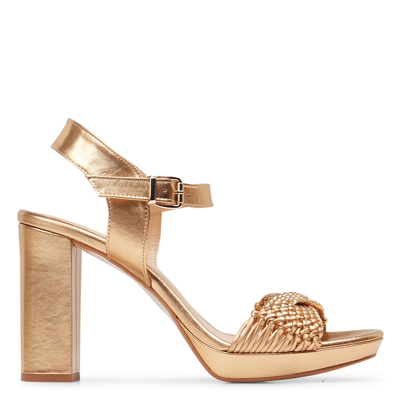 JESSICA - Sandales à talon en cuir | Doré