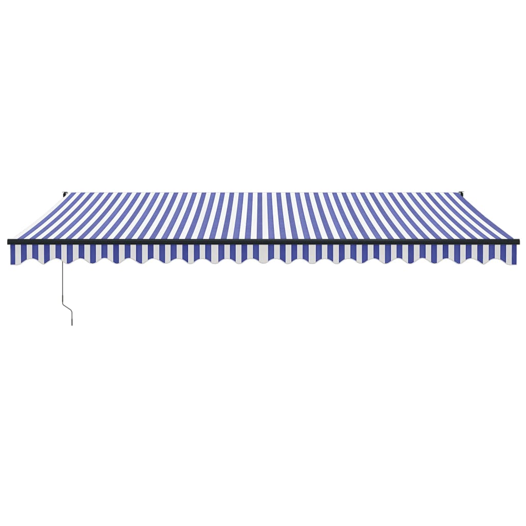 Auvent rétractable bleu et blanc 5x3 m tissu et aluminium