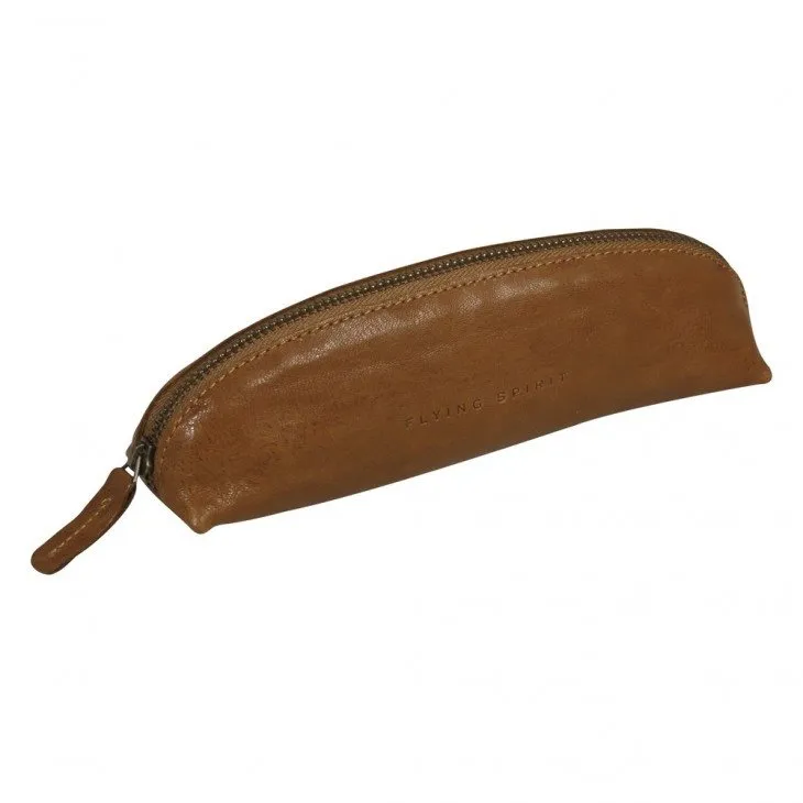 Flying Spirit Læderpenalhus Oval Cognac 18x4x4cm