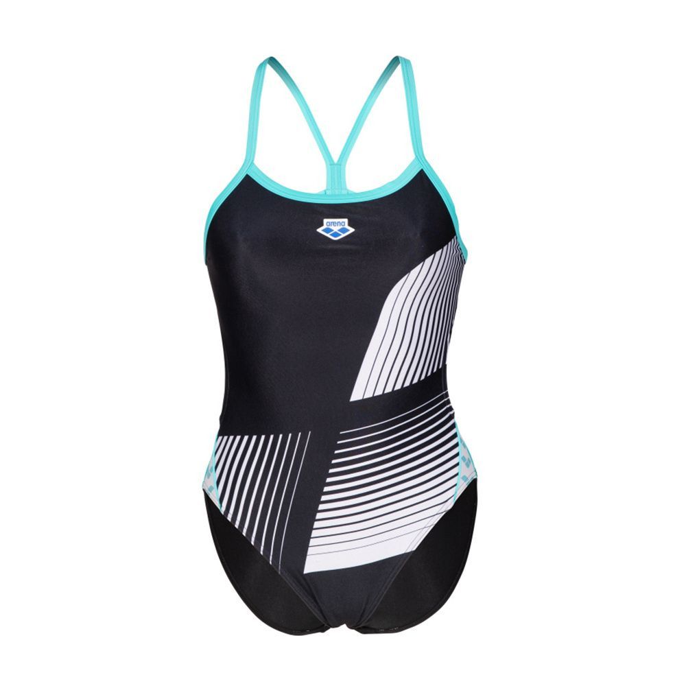 Arena ICONS CHALLENGE BACK LOGO - Maillot de bain 1 pièce Femme black/white/blue diamond