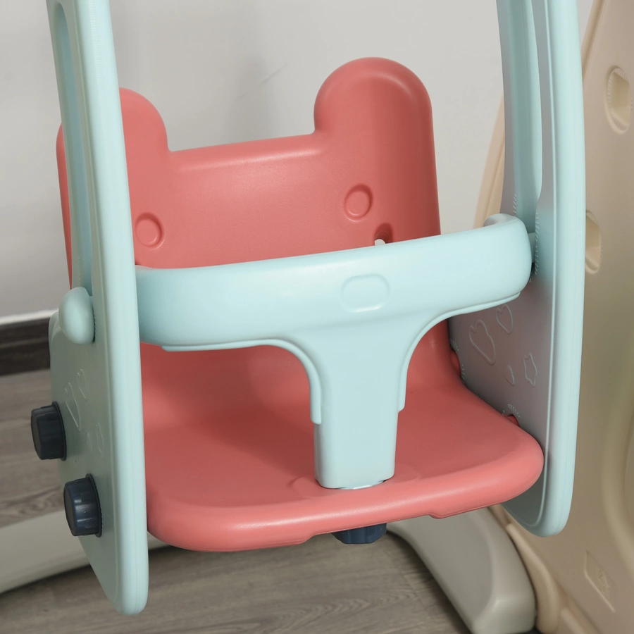 HOMCOM 3-in-1-Kinderrutsche mit Schaukel und Basketballkorb weiß, blau, grau