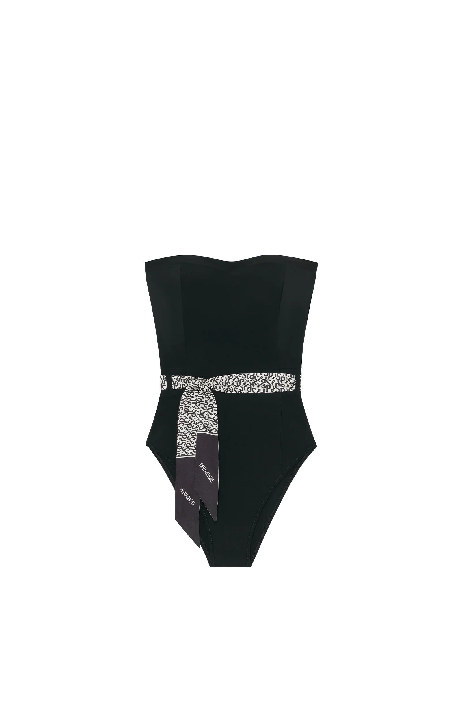 maloa Maillot de bain une pièce bandeau noir à foulard amovible