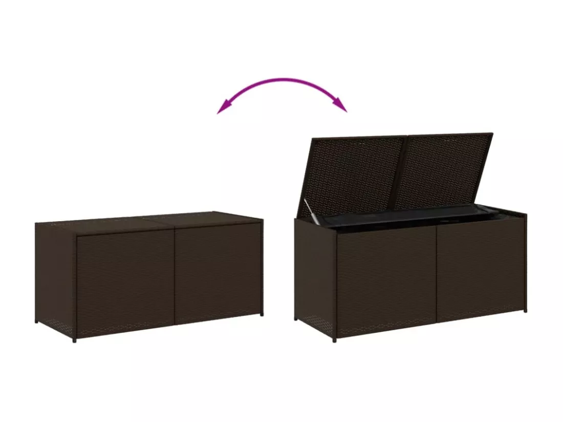 Boîte de rangement de jardin marron 283L résine tressée