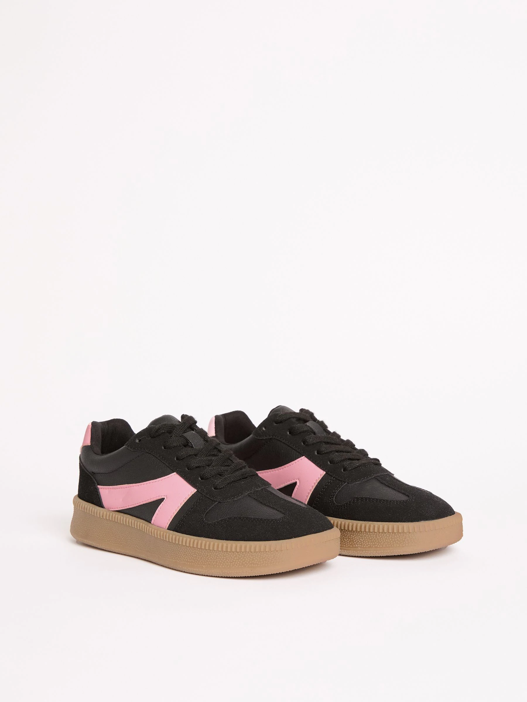 Zwart - Friends Like These retro sportschoenen met veters en rubberen zool