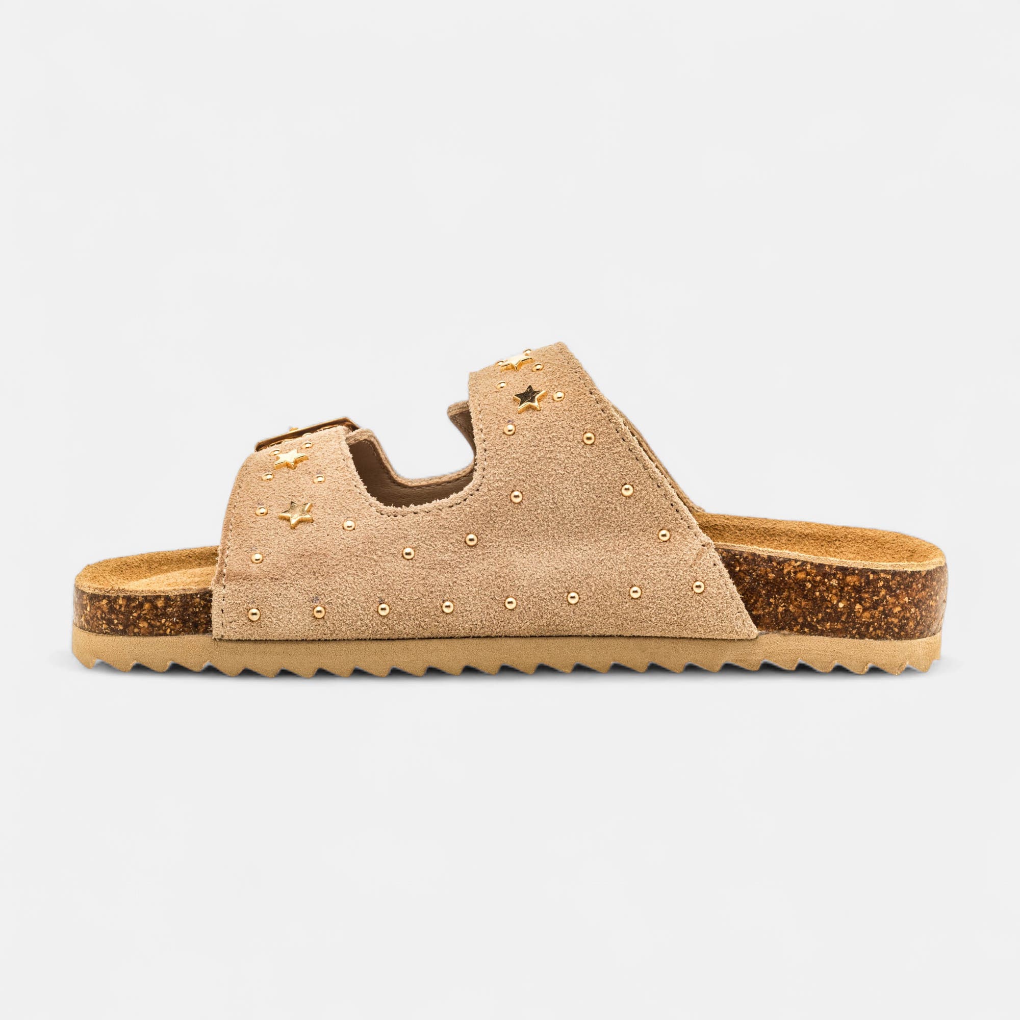Mules semelle liège Fille en cuir beige