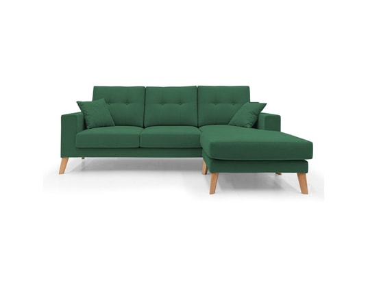 DIVANI.STORE - Canapé d'angle danish réversible vert 4 places