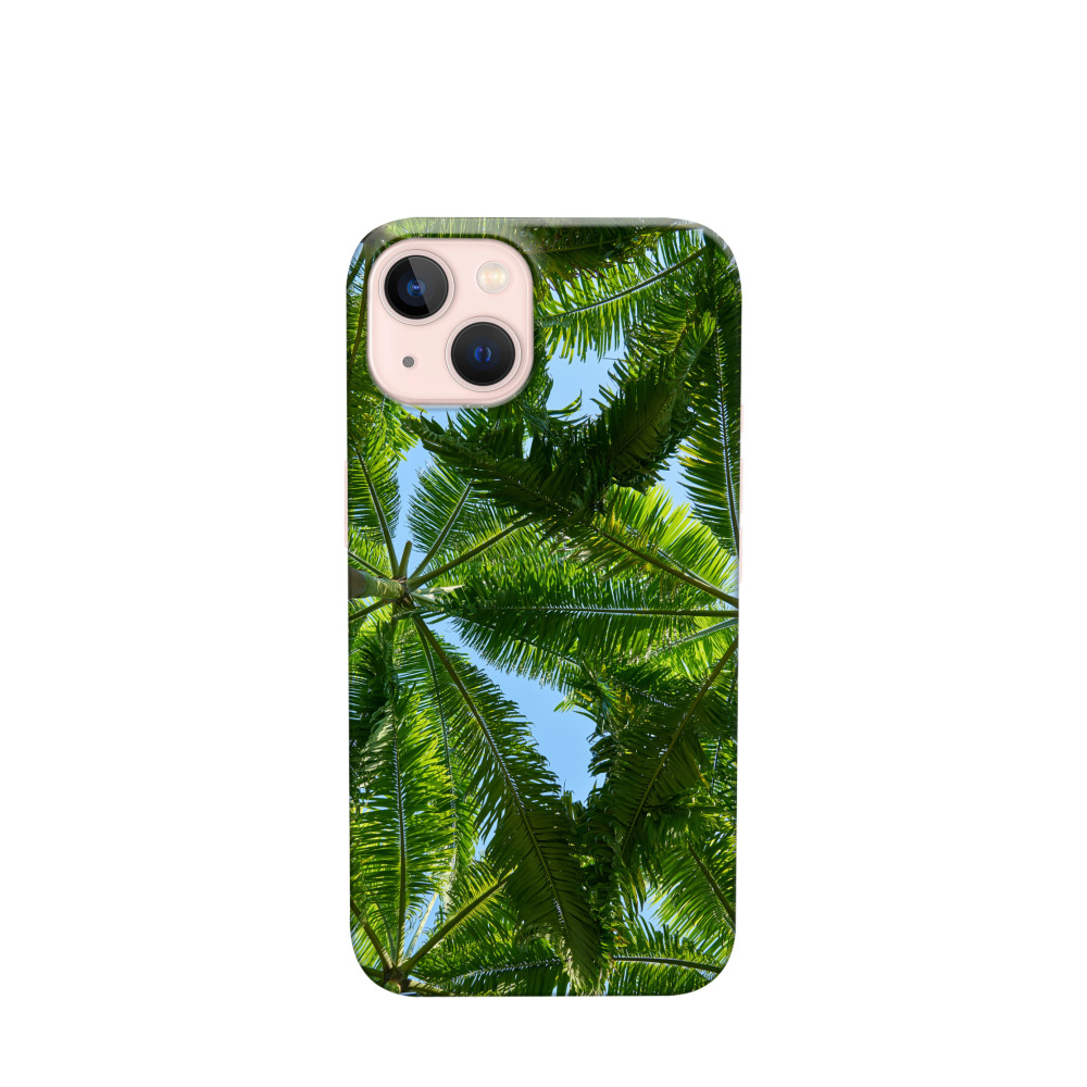 iPhone 13 Kunststoff Hülle Palmen Dach - Grün