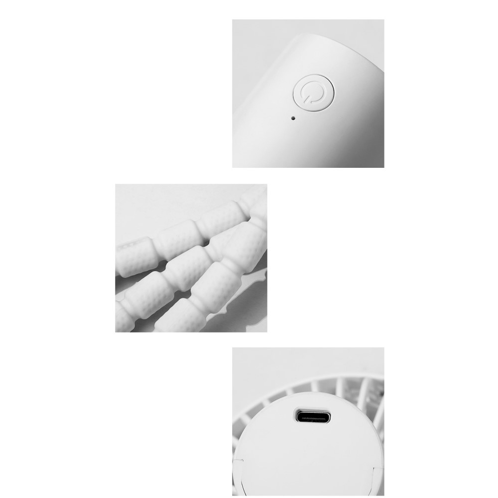 (Ø11cm) USB Ventilator Lüfter Wiederaufladbar 1800mAh mit Octopus Tripod Standfuss - Weiss