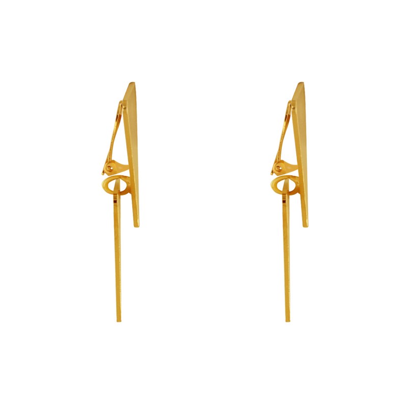 Boucles d'Oreilles Clip Laiton Doré Deux Triangles