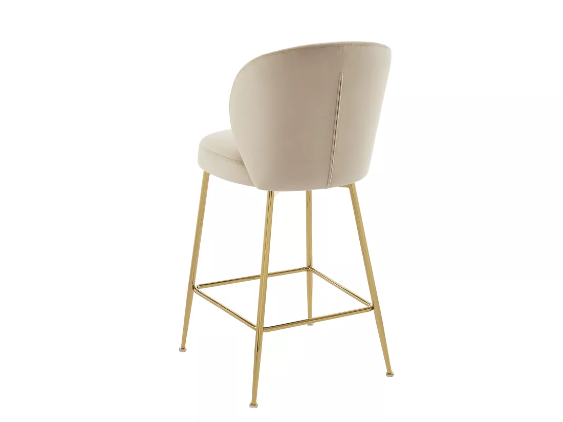 Lot de 2 tabourets de bar en velours et métal doré - Beige - POLPONA de Pascal MORABITO