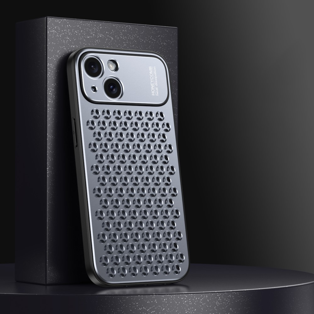 iPhone 15 Hybrid Hardcase Hülle im Mac Pro Design mit Kameraschutz - Grau