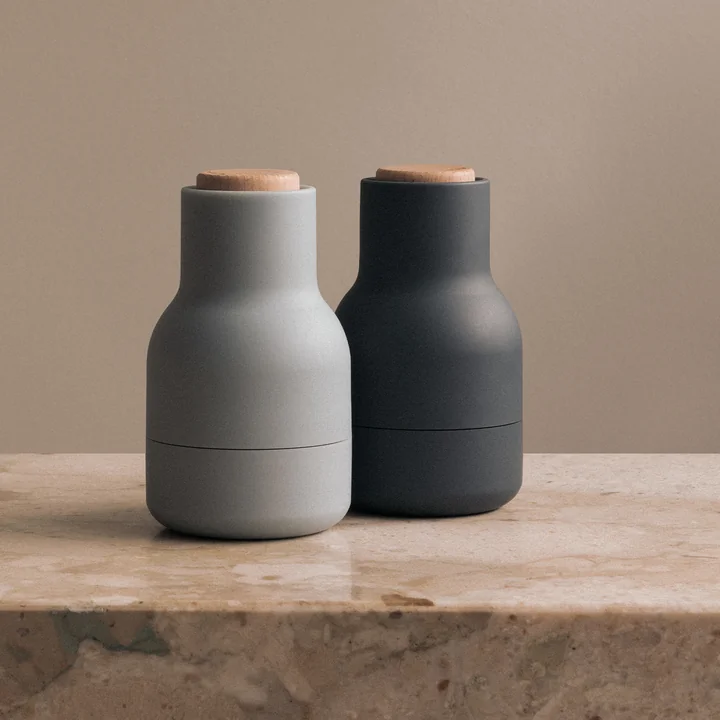 Audo - Bottle Grinder Mühle Small, H 11.5 cm, Buche / ash / carbon (2er-Set)