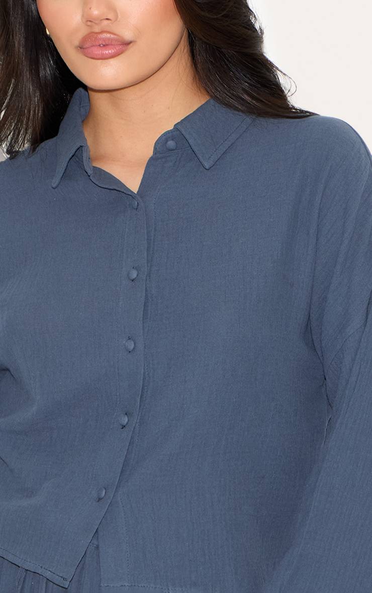 Bleu Foncé Chemise Boutonnée Oversize