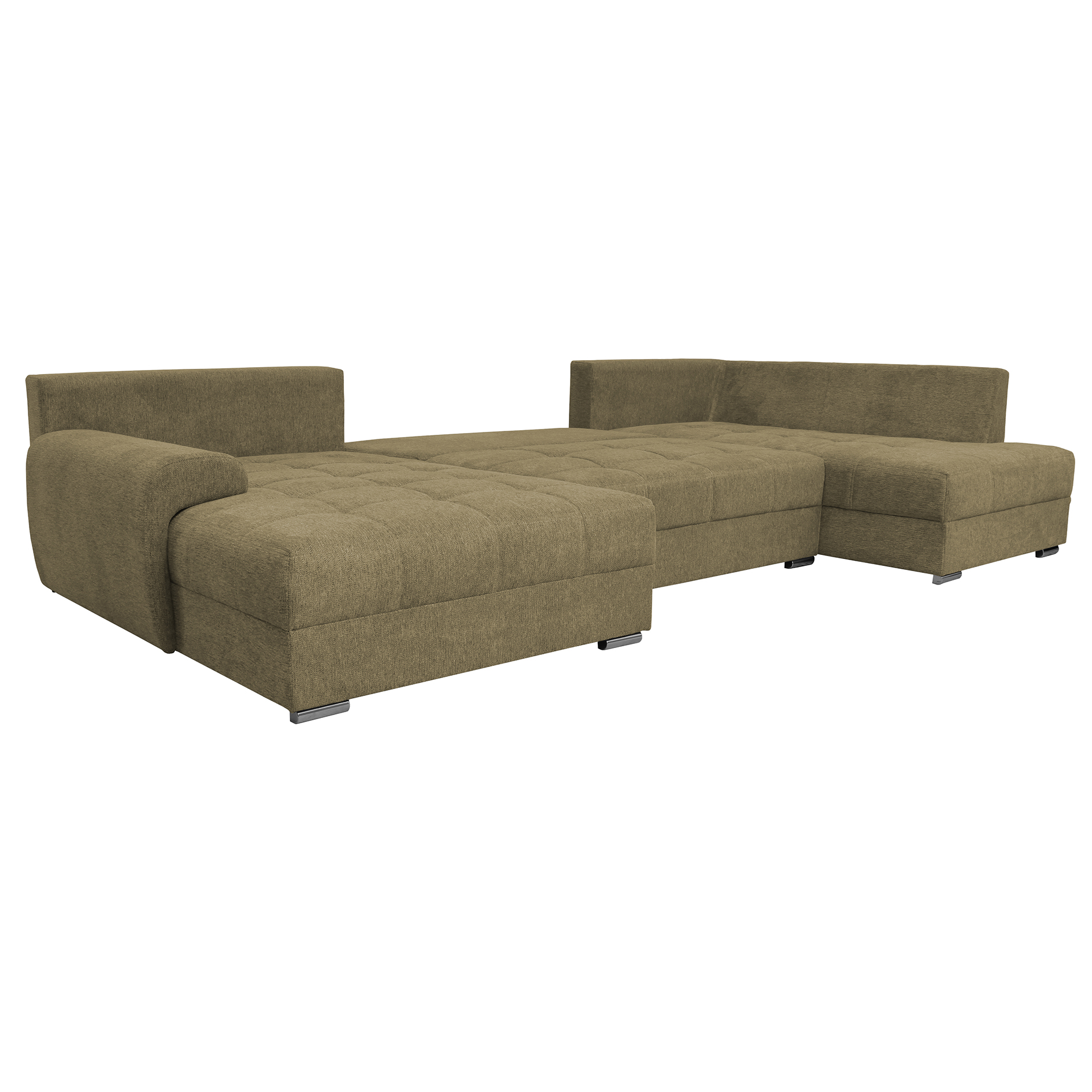 Wohnlandschaft - olive - Liegefunktion und Staukasten - Recamiere links