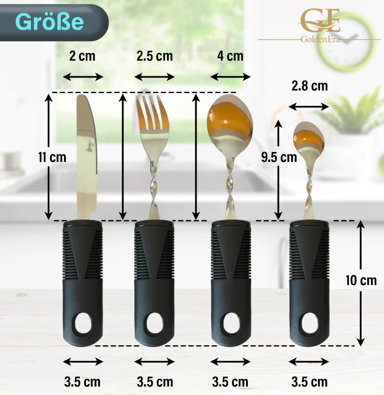 GoldenEra biegsames Essbesteck Supergrip Biegbar für Senioren mit extra großen Griffen