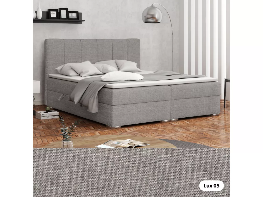LIT BOXSPRING avec coffres Provo 200x200 cm, Lux 05 (Gris clair)