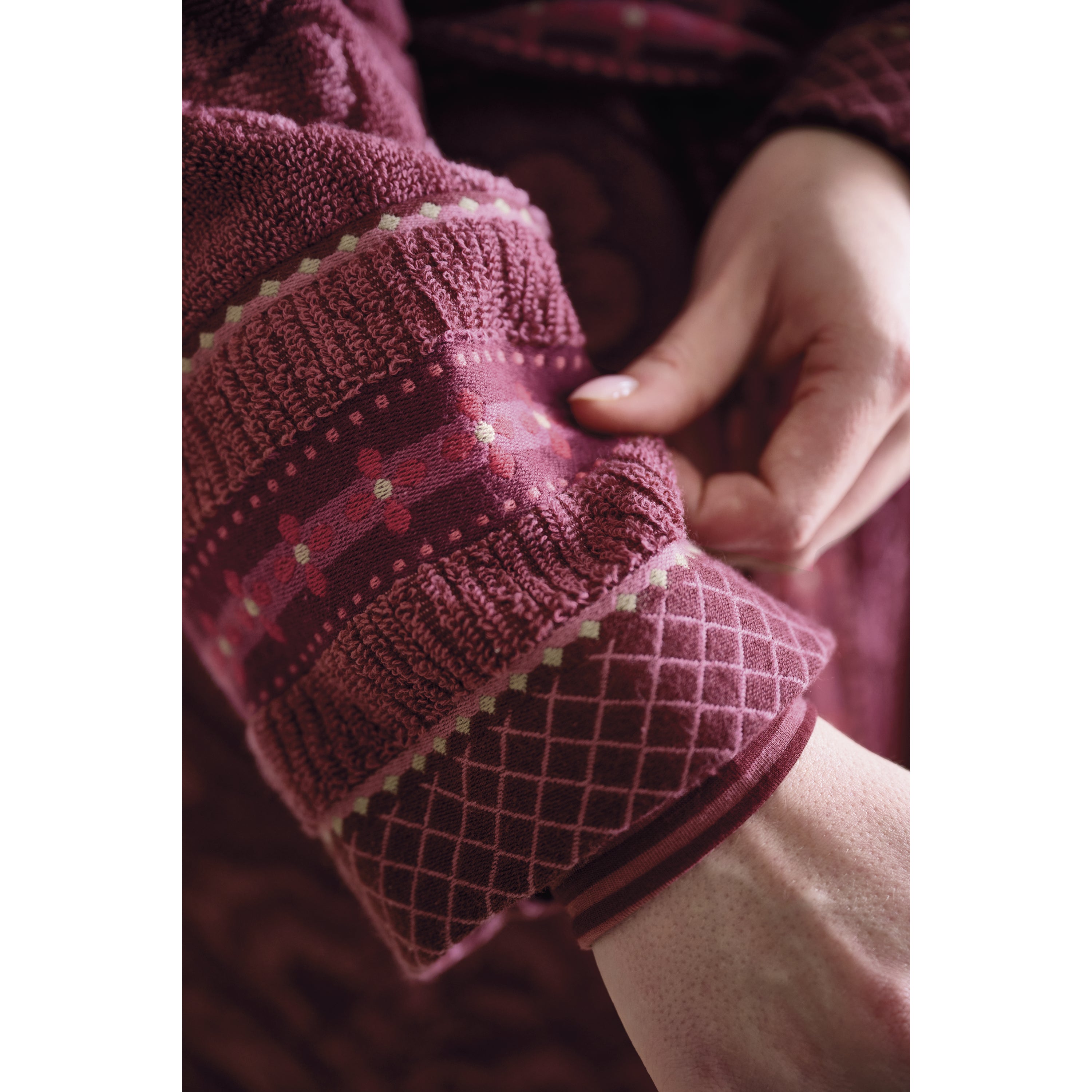 Pip Studio Jasmin Jacquard Badjas - Donker Roze - XXL