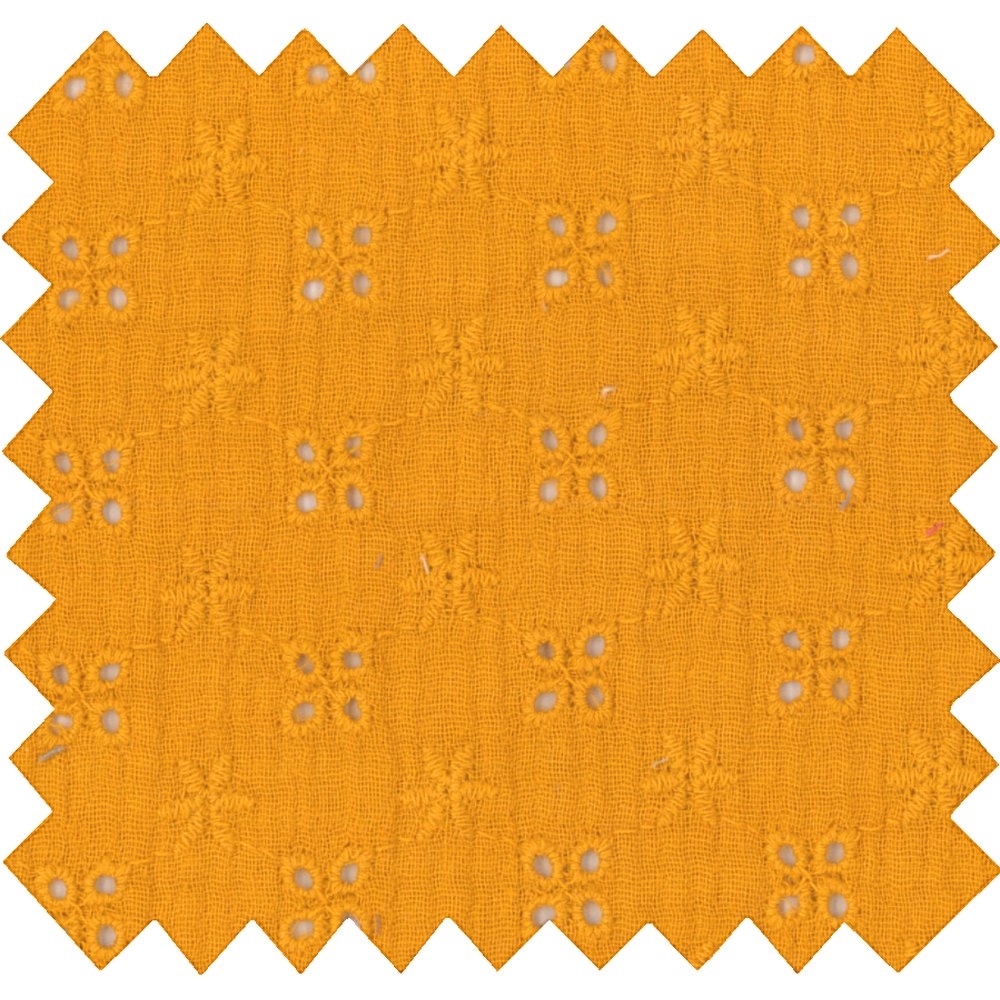 Tissu Gaze Dentelle Ocre