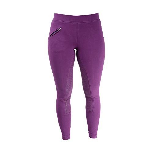 Leggings de montaria femininas Hickstead com suporte de silicone para o bumbum, roxas