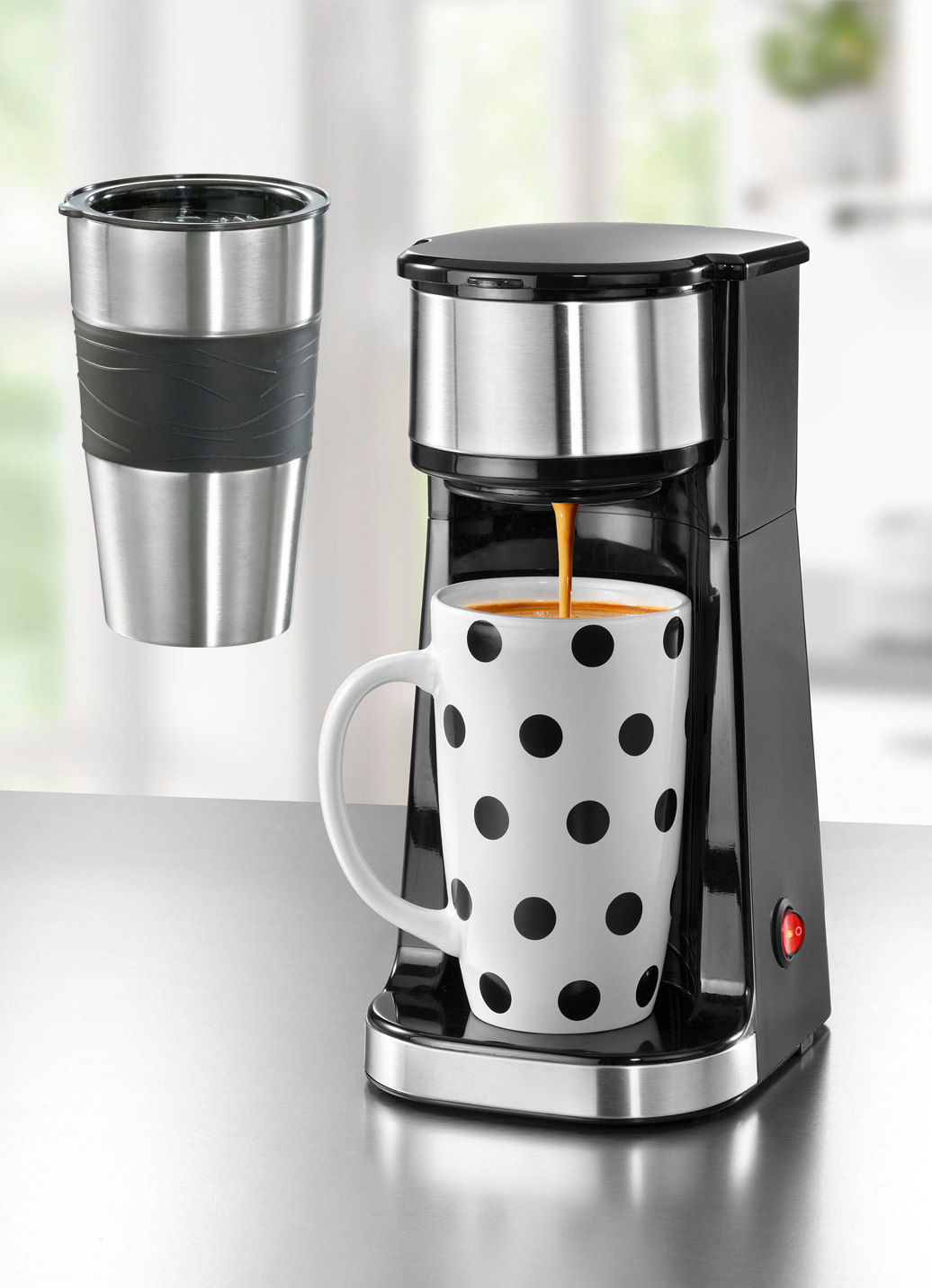 Kaffeemaschine für handelsübliche Kaffeepads und losen Kaffee