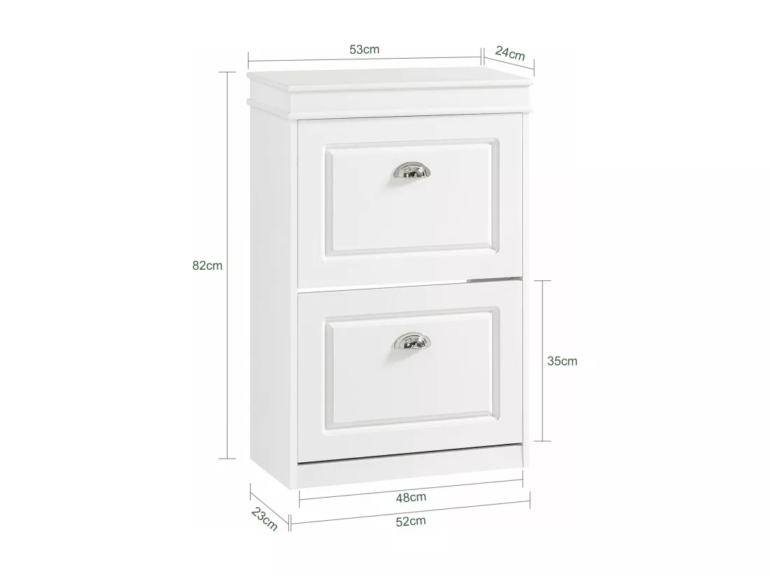 Meuble de Rangement à Chaussures Armoire à Chaussures Commode à Chaussures 2 abattants, FSR78-W