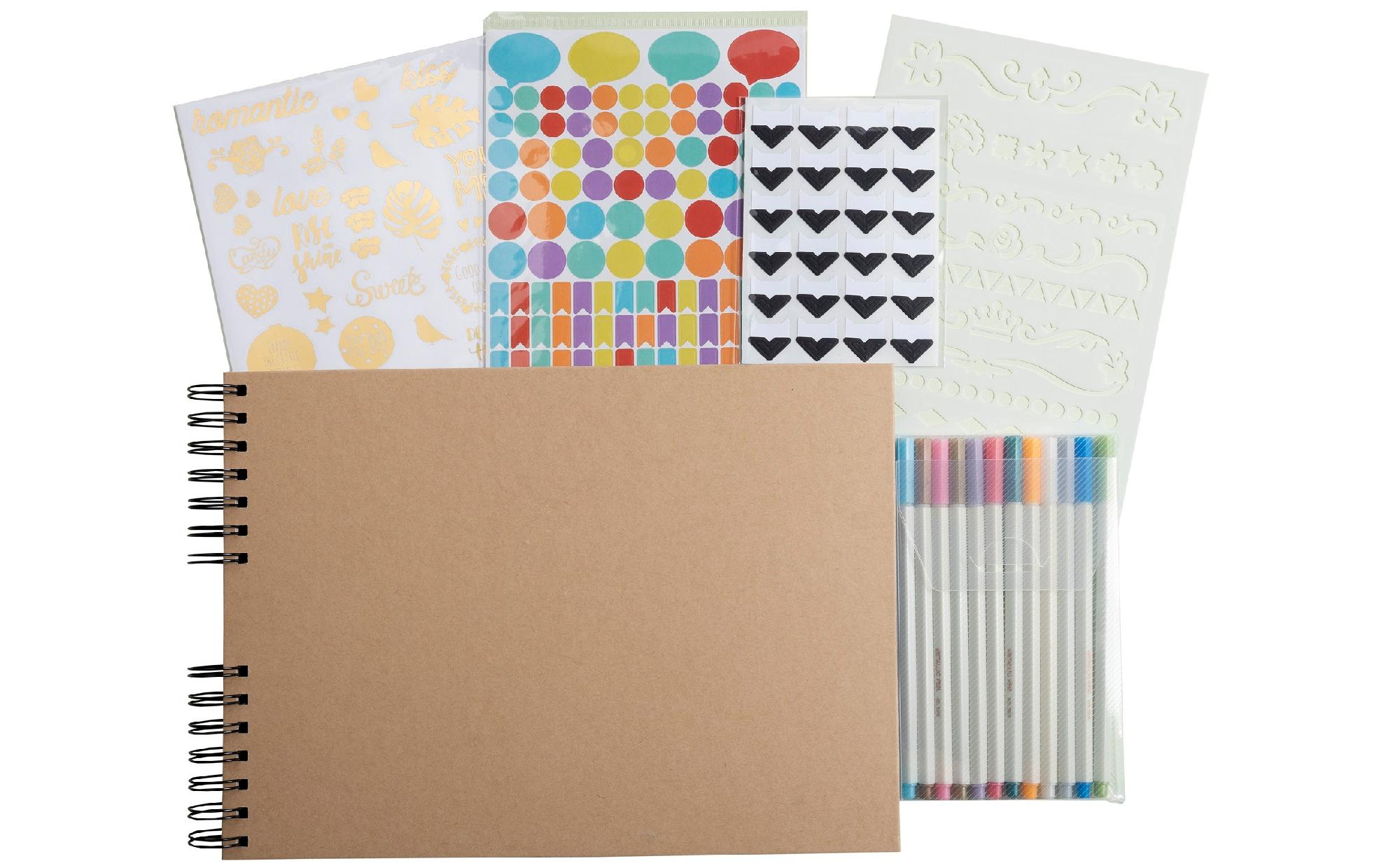 Kreativalbum Scrap-Addict Kraft SetSpiralalbum-Set aus 48 Teilen