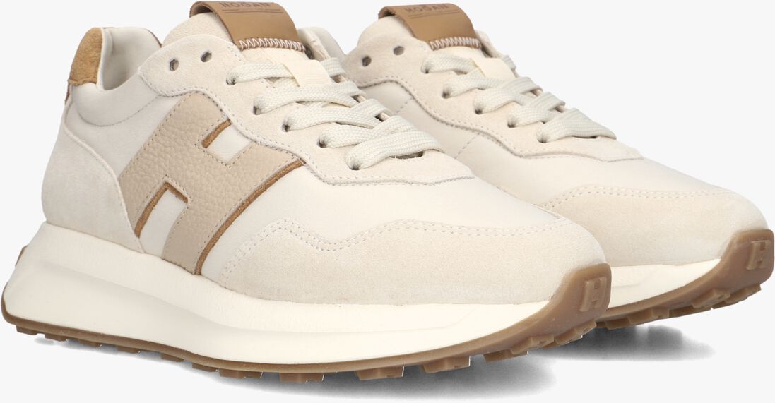 beige hogan lage sneakers h641 allacciato h patch