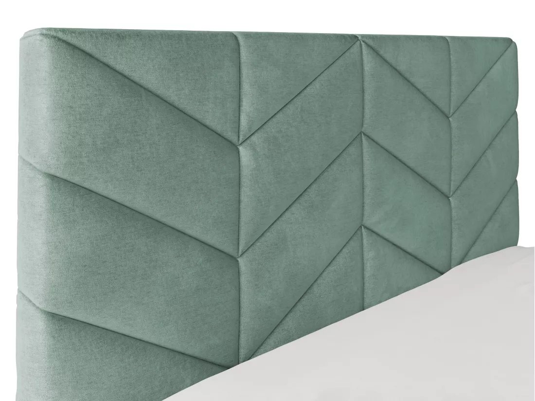 Lit coffre 180 x 200 cm - Tissu texturé - Vert amande - JUSTANI