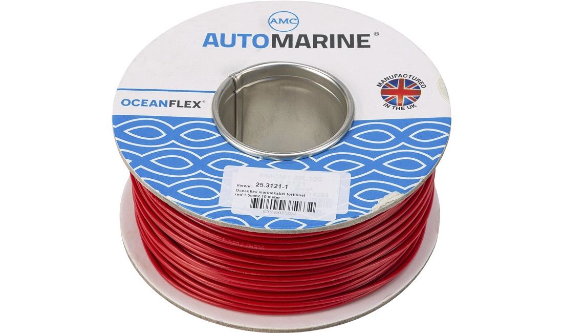 Oceanflex marinekabel 1.5mm2 10 m fortinnet rød