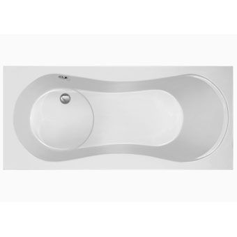 Plieger Space bad acryl met geïntegreerd douchegedeelte 180x80x46cm met poten wit